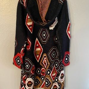 BNWT Max Sport Womens Sm Long Hooded Open Cardigan Sweater Peasant Bohemian Soft